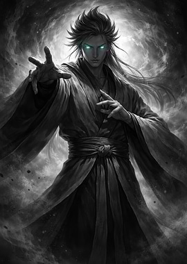 Mysterious Man with Glowing Eyes