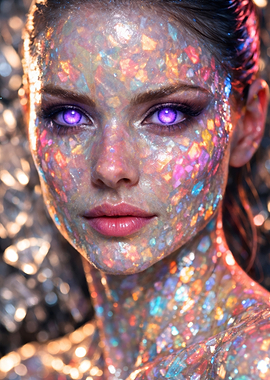 Woman with Crystal Face Makeup
