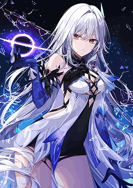 Anime Girl with White Hair and Magic
