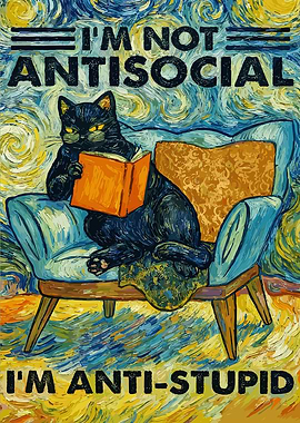 Black Cat Reading Book 'I'm Anti-Stupid'