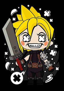 Chibi Cloud Strife with Buster Sword