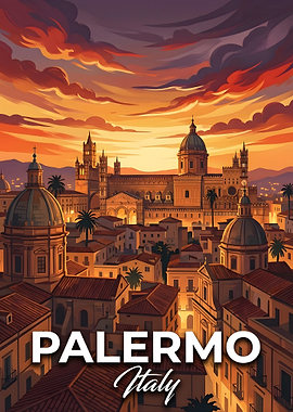 Palermo Italy Cityscape at Sunset