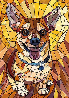 Stained Glass Chihuahua Portrait
