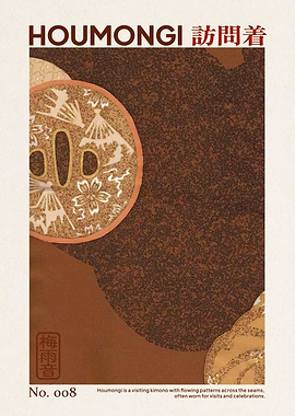 Traditional Japanese Kimono Tsuba Pattern Skan