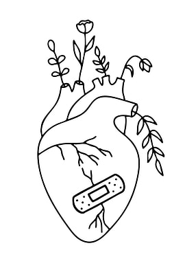Heart with Flowers and Band-Aid