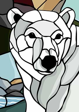 Polar Bear Stained Glass Art