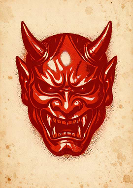 Red Oni Mask with Horns