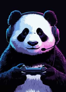 Gamer Panda Cyberpunk Art