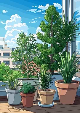 Balcony Garden with City View