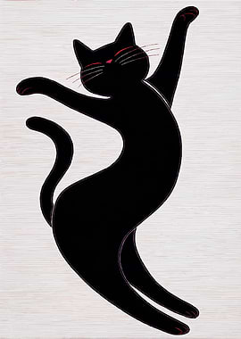 Black Cat Dancing with Red Eyes