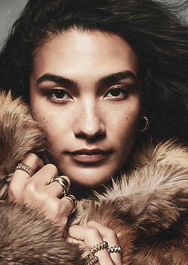 Olivia Dean in Fur Coat with Rings