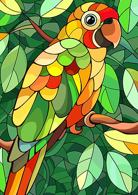 Colorful Parrot on a Branch