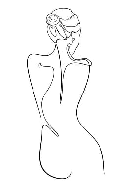 Minimalist Line Art of Woman's Back