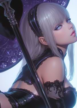 Gothic Anime Girl Magic Caster