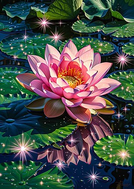 Pink Lotus Flower on Water