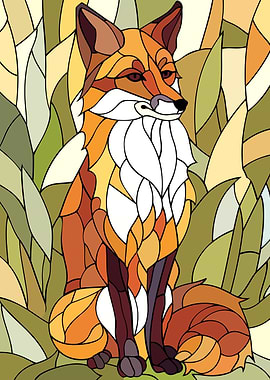Stained Glass Fox in Nature