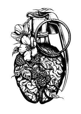 Grenade with Brain and Flowers