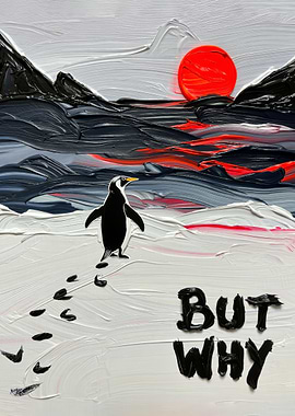 Penguin and the Red Sun