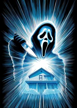 Ghostface with Knife and House