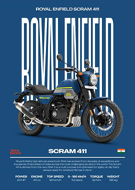 Royal Enfield Scram 411 Motorcycle Poster