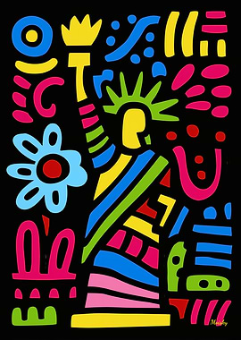 Statue of Liberty Neon Pop Art