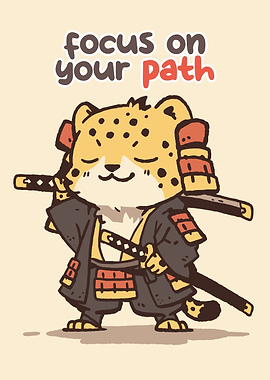 Cute Cheetah Samurai with Swords