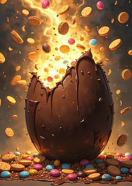 Exploding Chocolate Easter Egg with Cookies