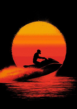 Jet Ski Rider at Sunset