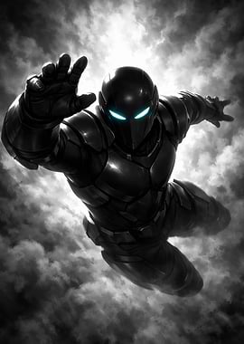 Futuristic Warrior in Clouds