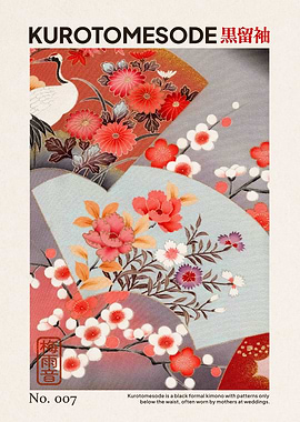 Traditional Japanese Kimono Floral Pattern Skan