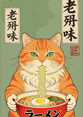 Orange Tabby Ramen Slurp