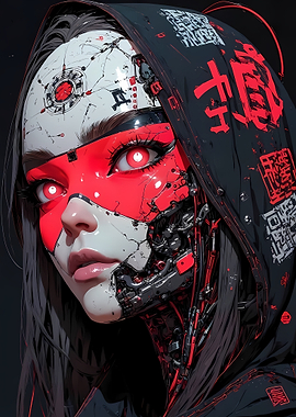Cyberpunk Geisha Robot