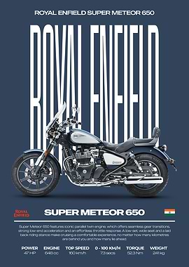 Royal Enfield Super Meteor 650 Motorcycle Poster