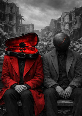 Surreal figures in post-apocalyptic setting