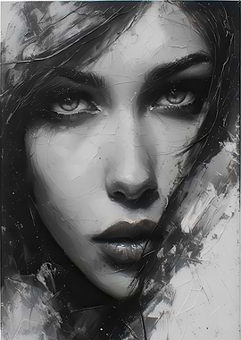 Stunning black and white portrait of a woman with expressive eyes