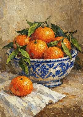 Oranges in a Bowl Painting
