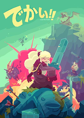 Fantasy Game Art with Warrior and Dragon