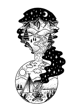 Nature Scene Inside a Head Silhouette