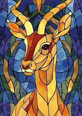 Stained Glass Gazelle Portrait