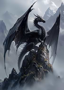 Black Dragon on Mountain Peak