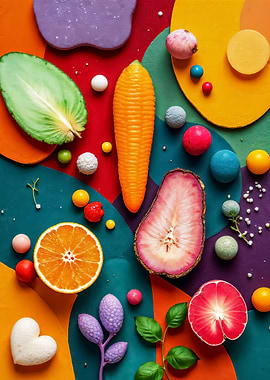 Whimsical Pop Art Fruit Harvest