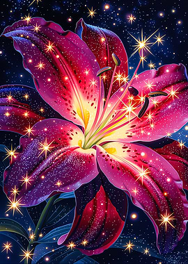 Sparkling Lily in a Starry Night