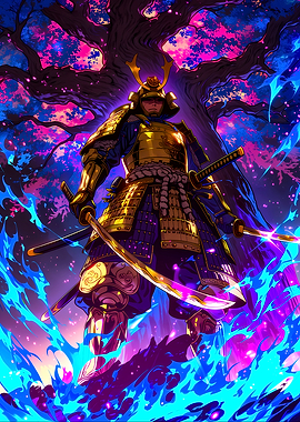 Samurai Warrior Fiery Aura