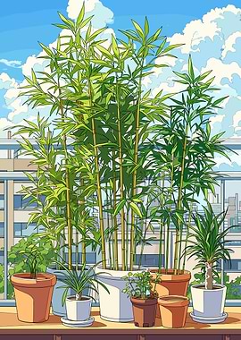 Balcony Garden with Bamboo and City View