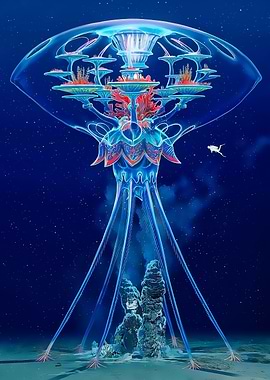 Bioluminescent Jellyfish Cityscape