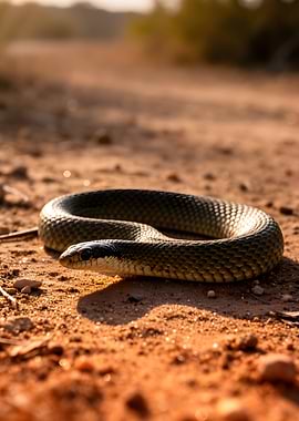 Snake on dusty ground