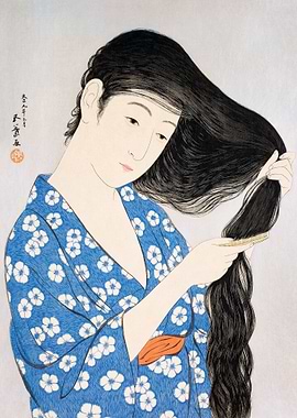Woman Combing Her Hair