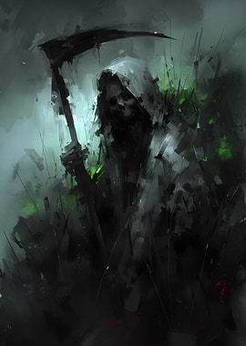 Grim Reaper with Scythe in Fog