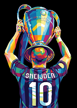 Wesley Sneijder holding Champions League trophy