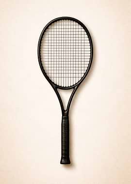 Black Tennis Racket on Textured Background